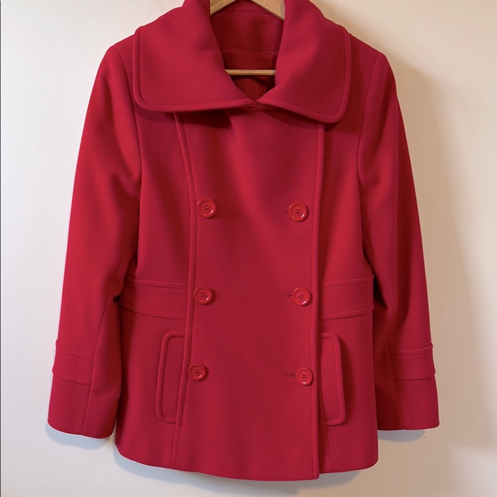Bellandi Mallia Red Double-Breasted Wool & Cashmere Peacoat Made in Italy